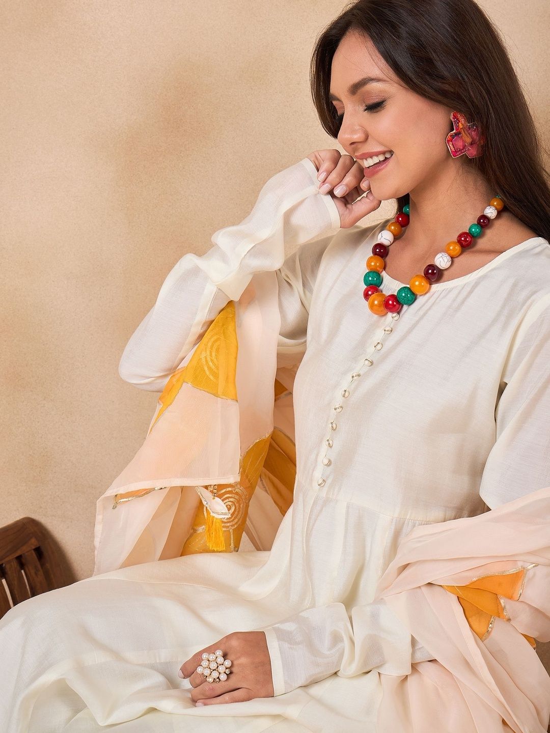Dhiyona SN Women Floral Empire Kurta with Palazzos & With Dupatta