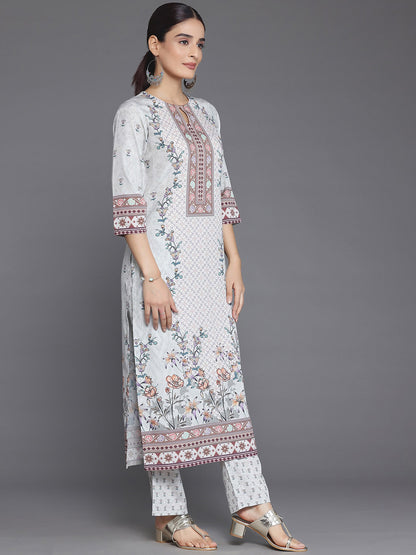 Floral Printed Sequinned Kurta with Trousers & With Dupatta