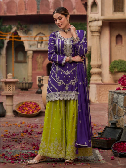 Kanupriya Orchid Fern Full work Suit Set