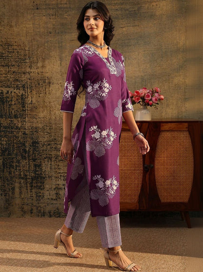 Burgundy Bandhani Cotton Blend Straight Suit Set