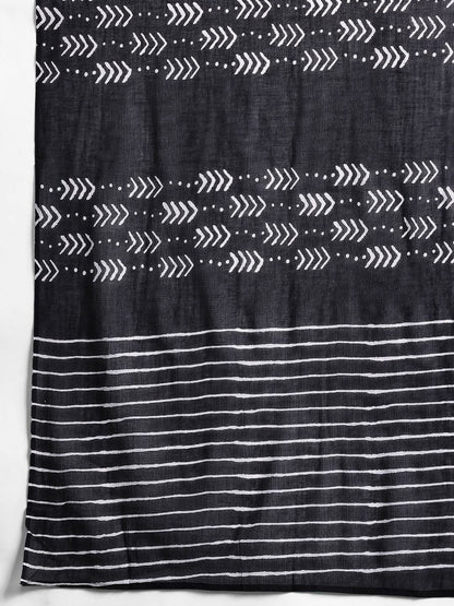 Geometric Printed Empire Thread Work Pure Cotton Kurta with Trousers & Dupatta