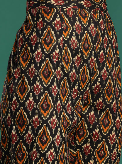 Printed Pleated Pure Cotton Kurta with Trousers
