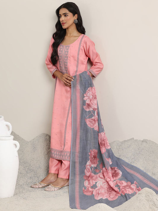Women Ethnic Motifs Woven Design Regular Sequinned Kurta with Palazzos & Dupatta