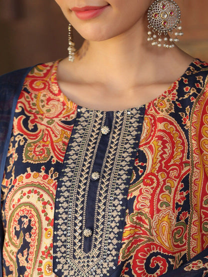 Dhiyona RR Women's Paisley Printed Regular Pure Cotton Kurta with Trousers & With Dupatta