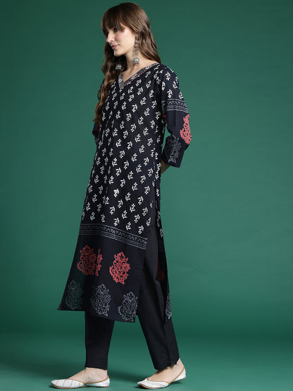 Floral Printed Regular Pure Cotton Kurta with Trousers & Dupatta