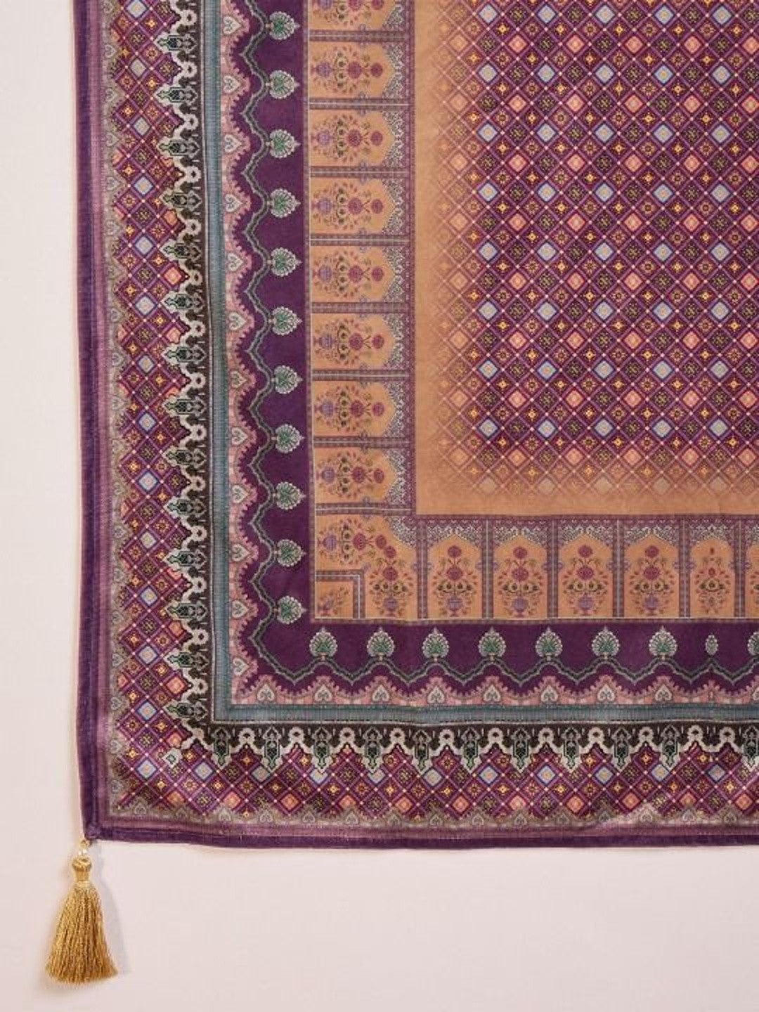 Printed Velvet Round Neck Kurta & Trousers with Dupatta set