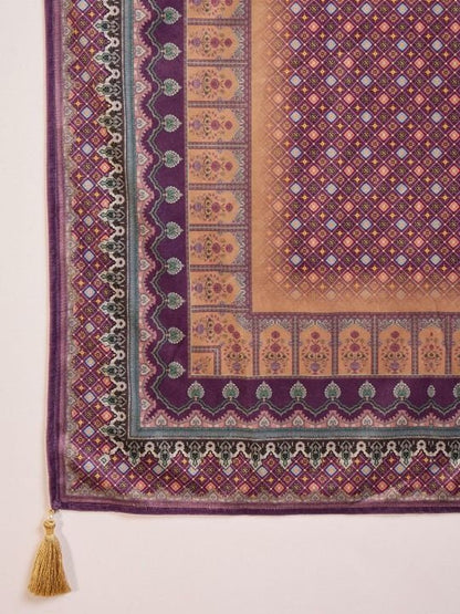 Printed Velvet Round Neck Kurta & Trousers with Dupatta set