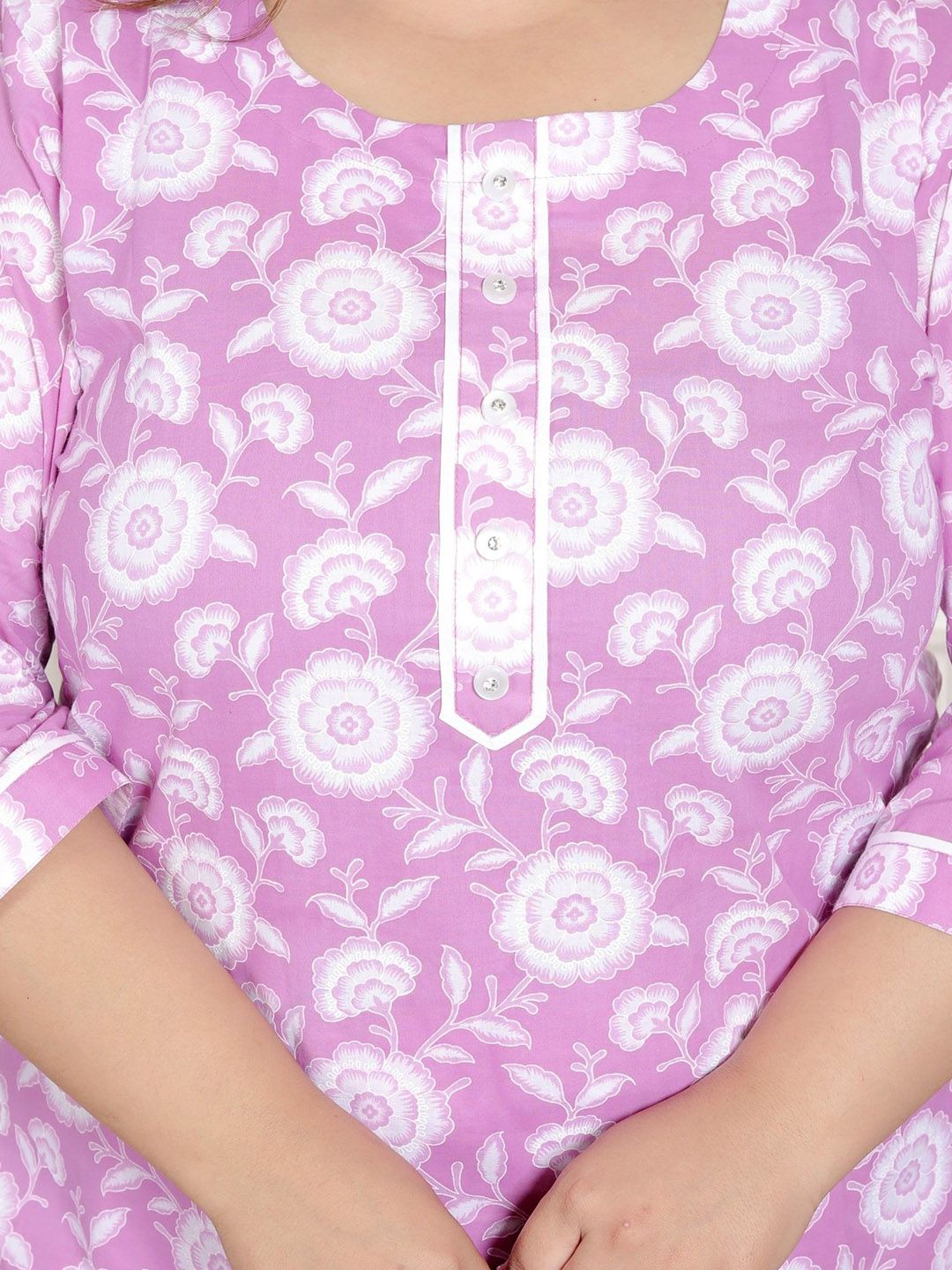 Dhiyona KL Women Plus Size Floral Printed Pure Cotton Kurta with Palazzo & Dupatta