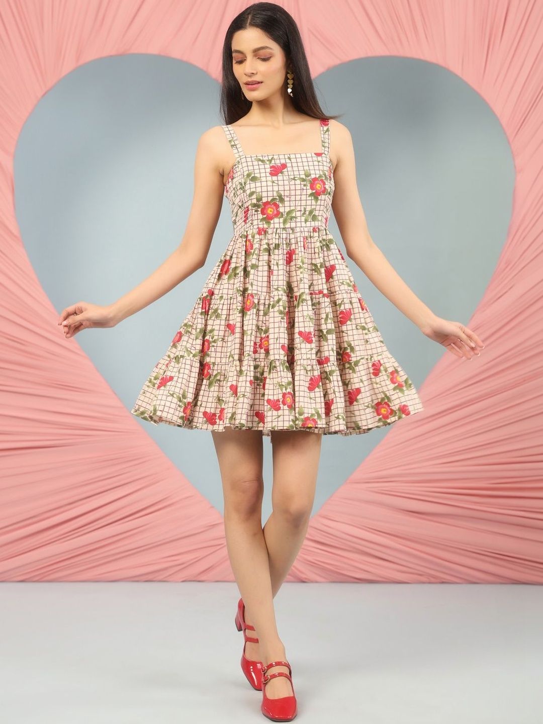 Dhiyona AY Women's Floral Print Fit & Flare Mini Dress