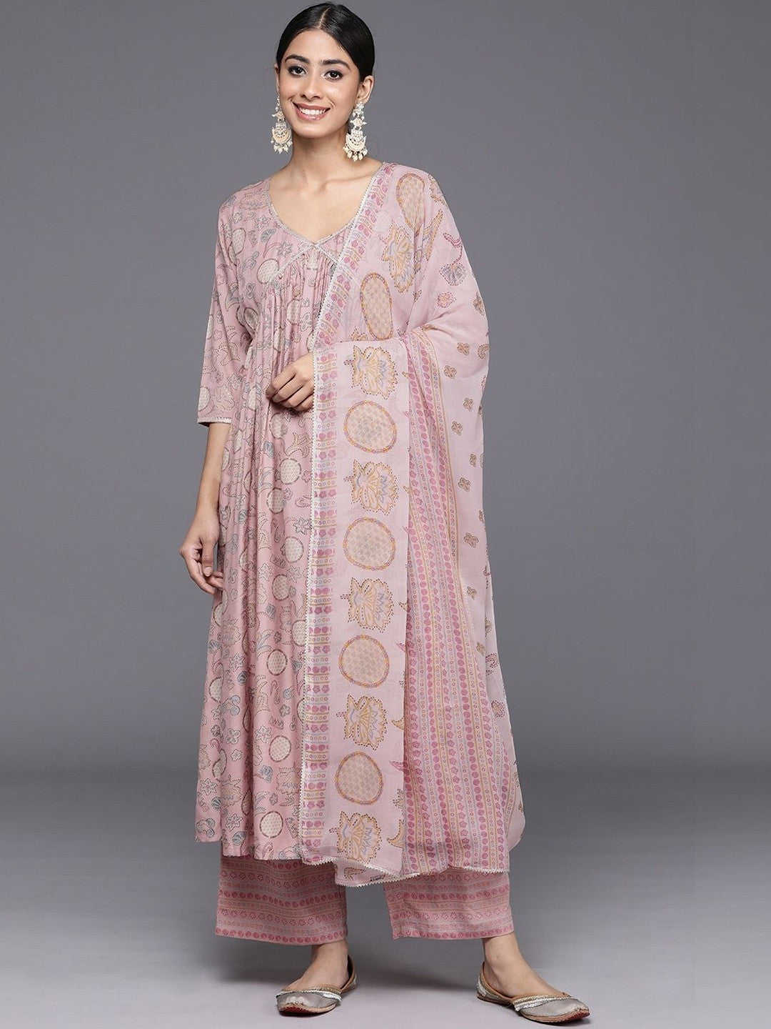 Women Ethnic Motifs Printed Empire Kurta with Palazzos & With Dupatta