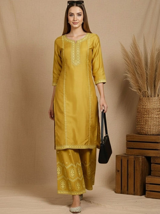 Dhiyona SN Women Ethnic Motifs Embroidered Beads and Stones Kurta & Sharara With Dupatta