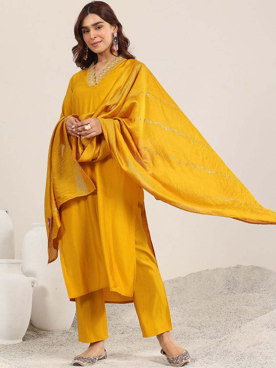 Women Ethnic Motifs Embroidered Kurta with Trousers & Dupatta
