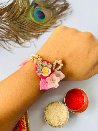 Dhiyona Set Of 2 Pink Floral Rakhi