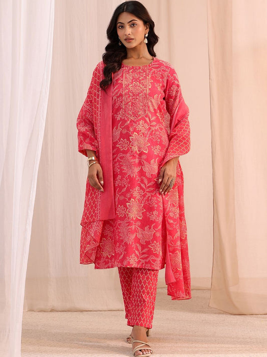 Women Floral Printed Regular Kurta with Trousers & With Dupatta