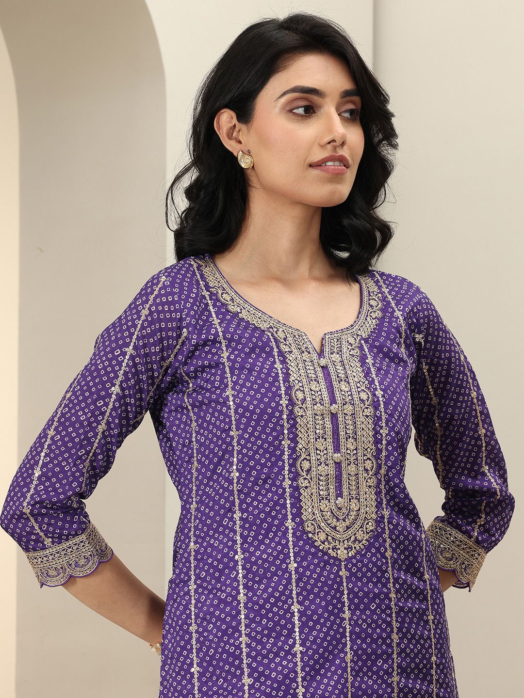 Dhiyona LL Women Bandhani Printed Regular Kurta with Palazzos & With Dupatta