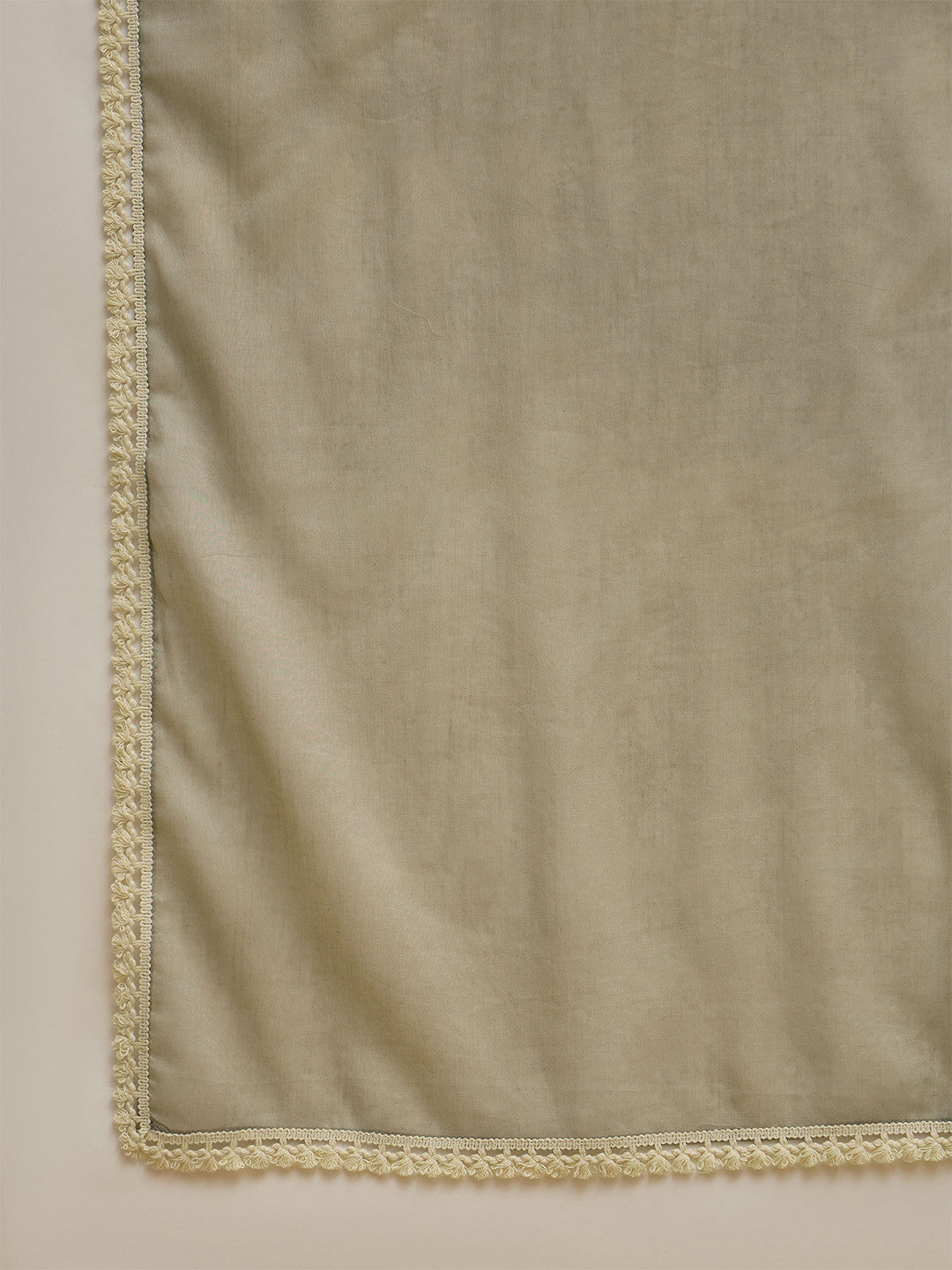 Embroidered Round Neck Kurta & Trousers With Dupatta
