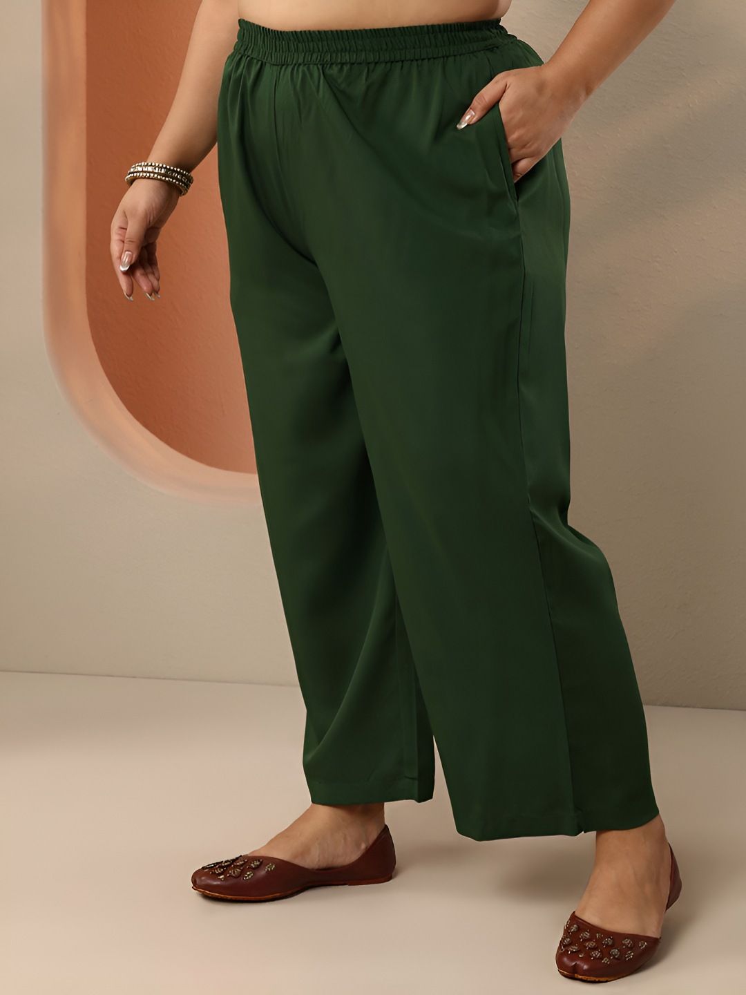 Dhiyona Women's Plus Size Ethnic Motifs Embroidered Kurta with Trousers & Dupatta