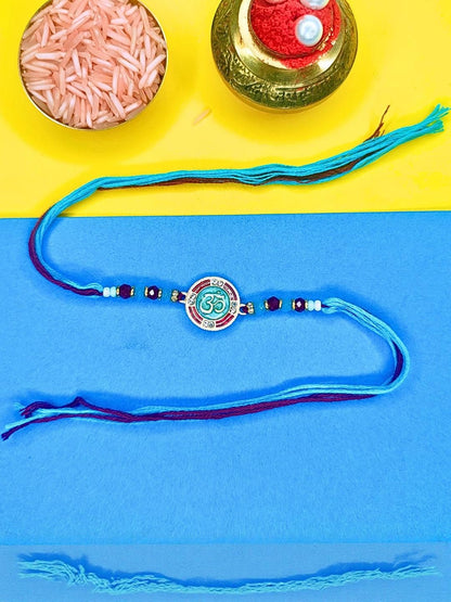 Dhiyona Set Of 3 Beaded Cotton Thread with AD Stones & Meenakari Designer Rakhi for Brother
