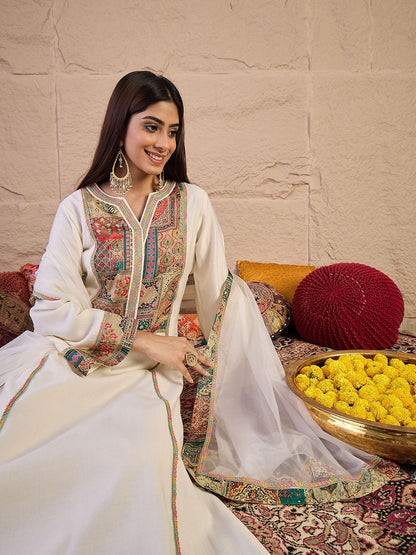Dhiyona IN Women Ethnic Motifs Printed Kurta with Palazzo & Dupatta