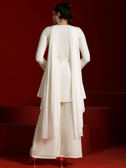 Dhiyona LL Sequinned Embroidered Kurta with Palazzos & With Dupatta