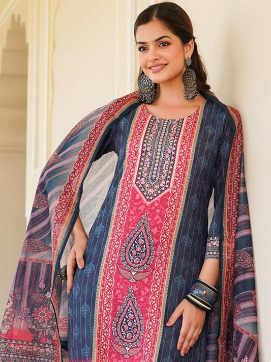 Dhiyona KL Women Ethnic Motifs Printed Regular Kurta with Trousers & With Dupatta
