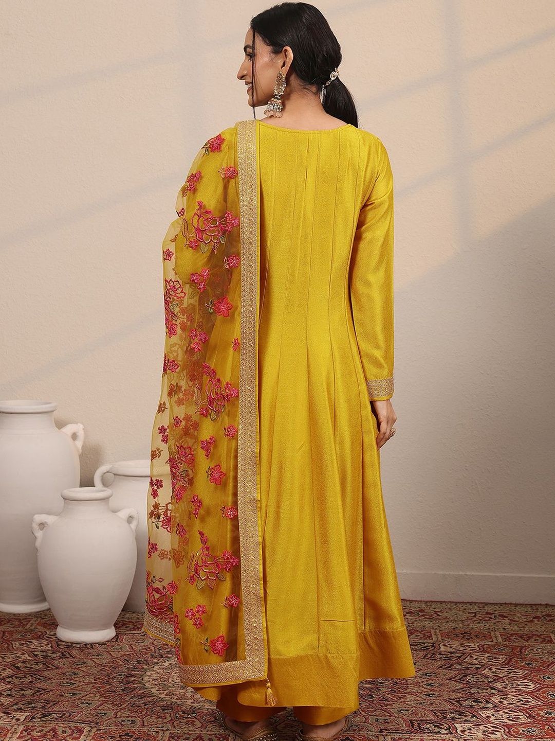 Dhiyona LL Women Ethnic Motifs Embroidered Regular Kurta & Palazzos With Dupatta