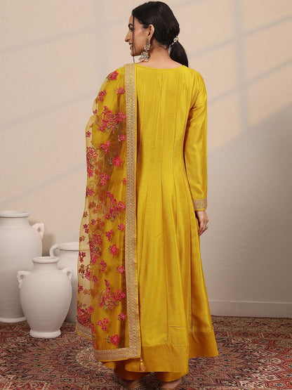 Dhiyona LL Women Ethnic Motifs Embroidered Regular Kurta & Palazzos With Dupatta