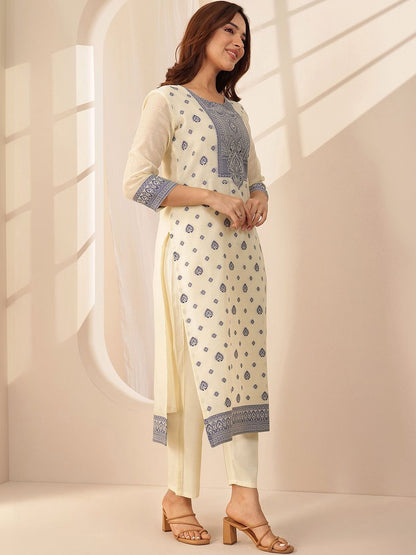 Women Ethnic Motifs Embroidered Regular Thread Work Kurta with Trousers & With Dupatta