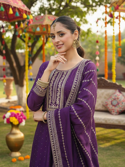 Dhiyona KL Yoke Design Regular Kurta with Palazzos & With Dupatta