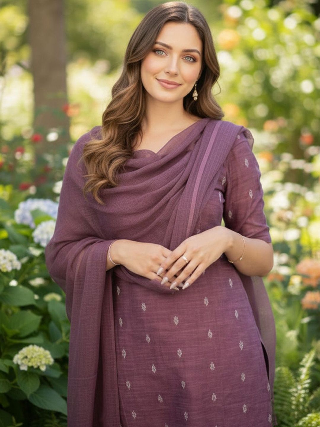 Dhiyona KL Women Regular Kurta with Trousers & With Dupatta