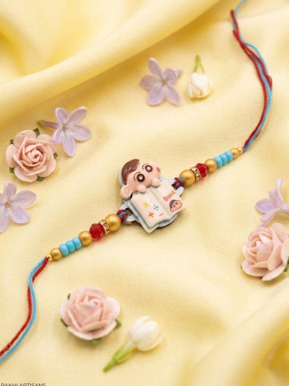 Dhiyona Kids Shinchan Character Artificial Beads Thread Rakhi