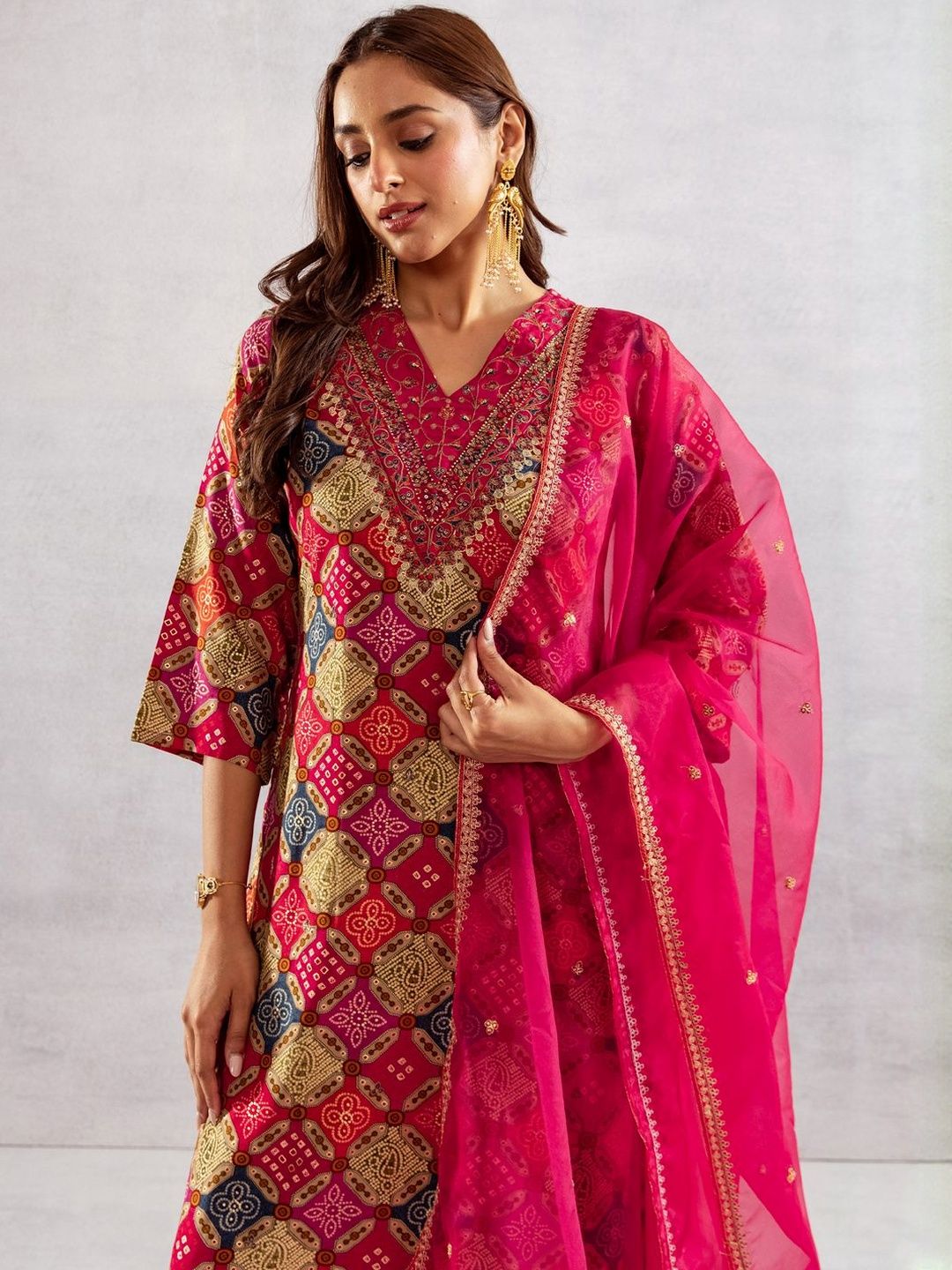 Women Ethnic Motifs Printed Regular Kurta with Palazzos & Dupatta