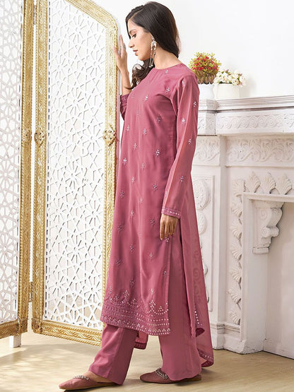 Dhiyona IN Women Ethnic Motifs Embroidered Regular Sequinned Kurta with Palazzos & With Dupatta