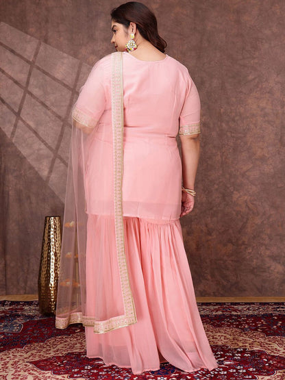 Dhiyona IN Women Ethnic Motifs Embroidered Regular Kurta & Sharara With Dupatta