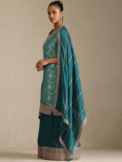 Dhiyona SO Women's Women Embroidered Kurta with Palazzos & Dupatta