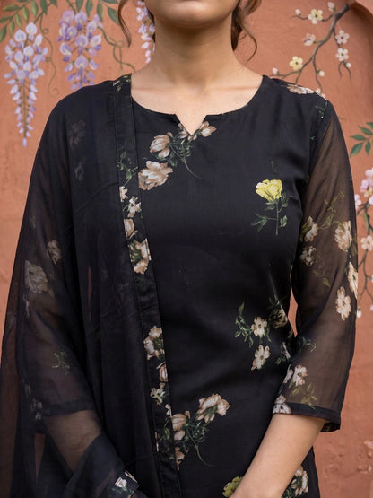 Women Floral Printed Regular Kurta with Trousers & With Dupatta
