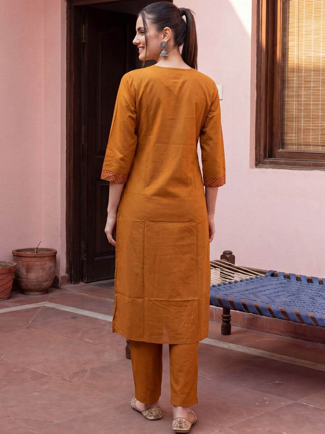 Women Ethnic Motifs Printed Regular Pure Cotton Kurta with Trousers & With Dupatta