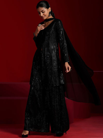 Dhiyona LL Embroidered Sequinned Kurta with Palazzos & Dupatta
