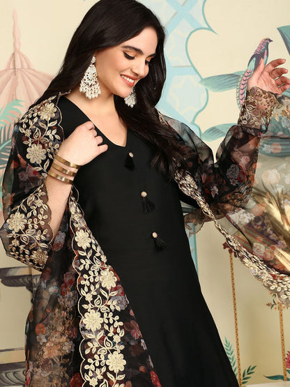 Dhiyona IS Women's Women Regular Kurta with Trousers & With Dupatta