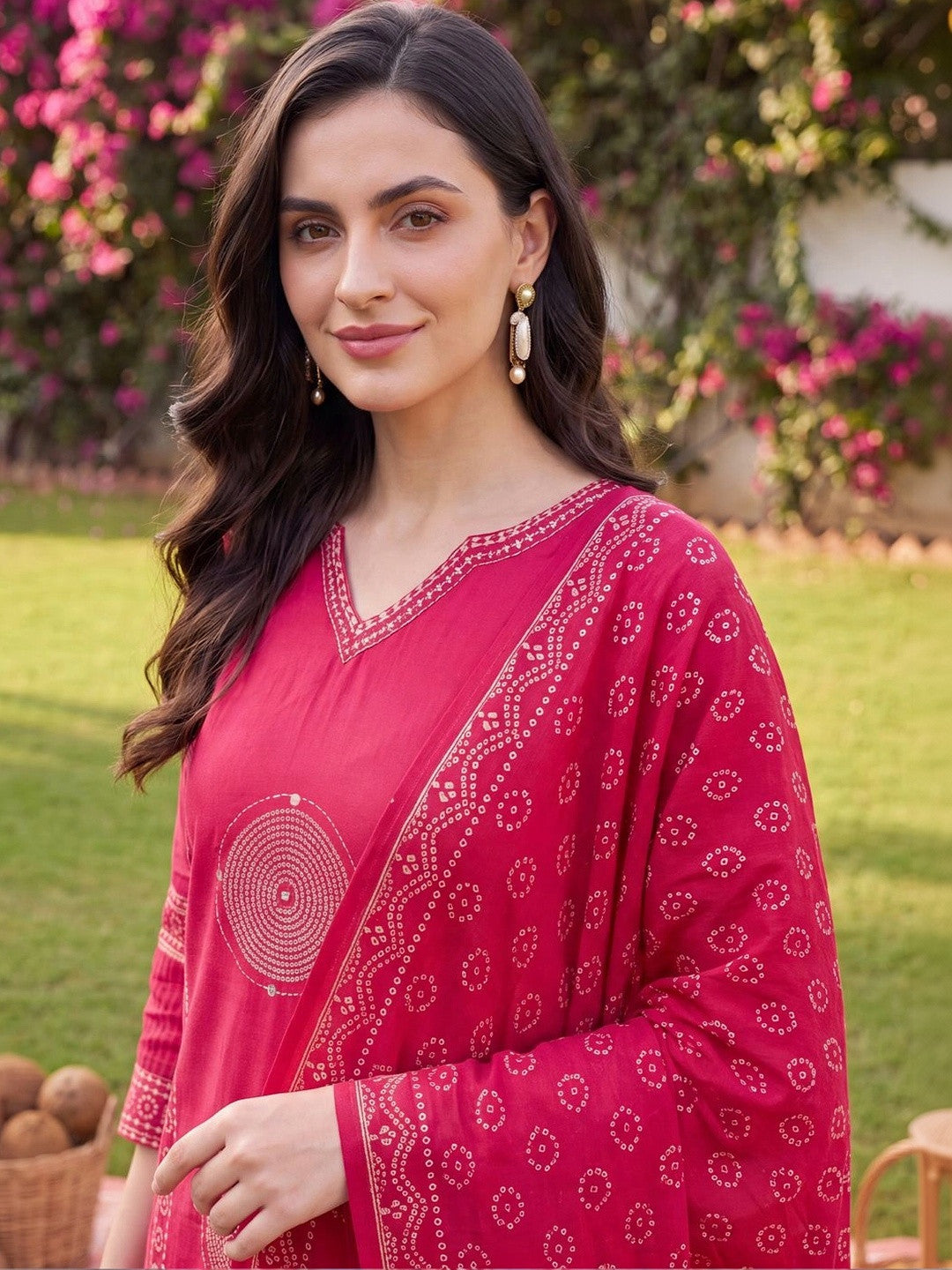 Women Ethnic Motifs Printed Regular Pure Cotton Kurta with Trousers & With Dupatta