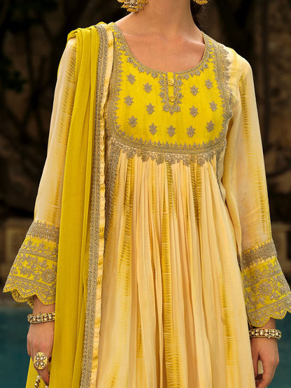 Women Ethnic Motifs Embroidered Anarkali Kurta with Trousers & Dupatta