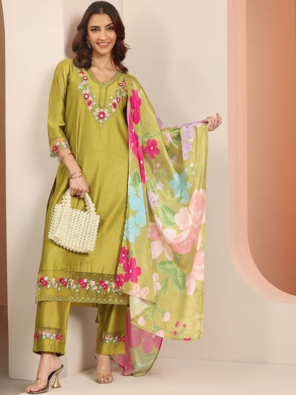 Women Ethnic Motifs Embroidered Regular Thread Work Kurta with Trousers & Dupatta