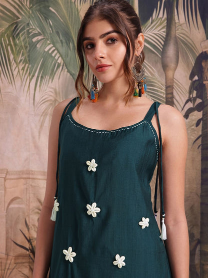 Embroidered Silk Scoop Neck Kurta & Palazzos