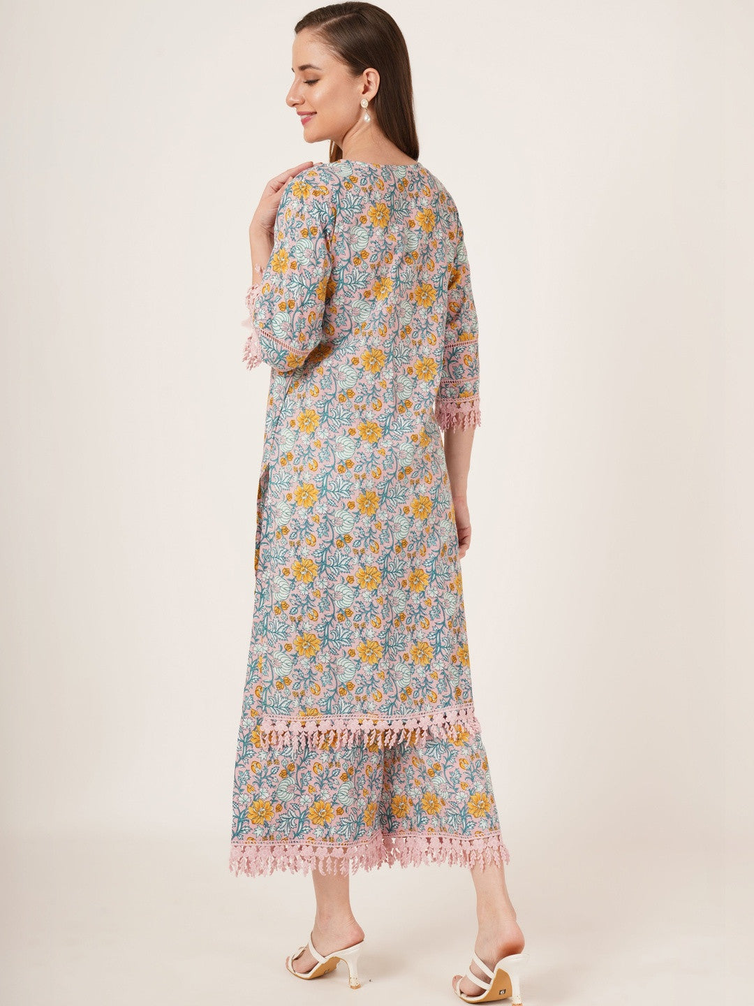Women Floral Printed Regular Pure Cotton Kurta with Palazzos