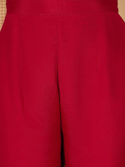 Women Zari Sequence Embroidered A-Line Kurta & Trousers With Dupatta