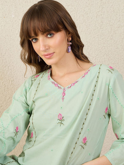 Dhiyona IE Embroidered A-Line Tunic With Trousers