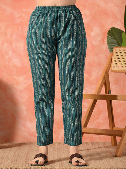 Women Floral Printed Pure Cotton Kurta With Trousers Set