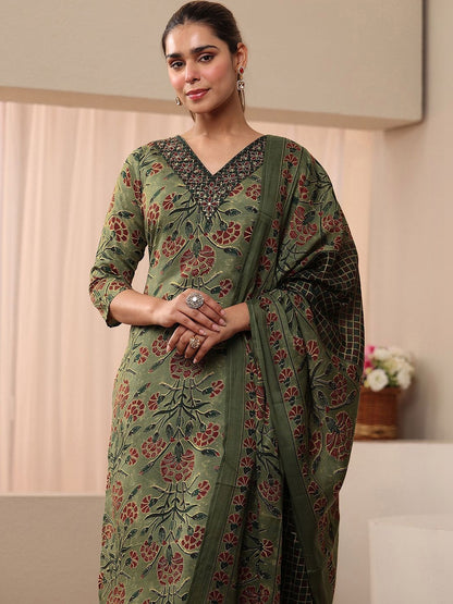 Women Floral Printed Regular Kurta with Palazzos & With Dupatta
