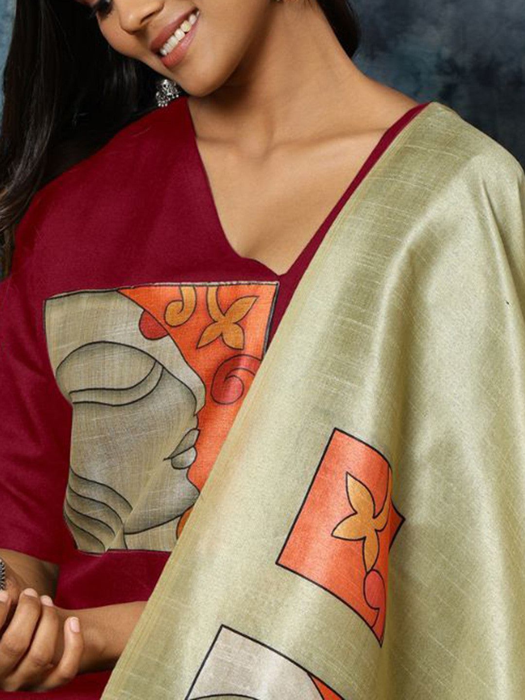 Women Straight Cotton Blend Digital Print Kurta Pant With Assam Silk Dupatta