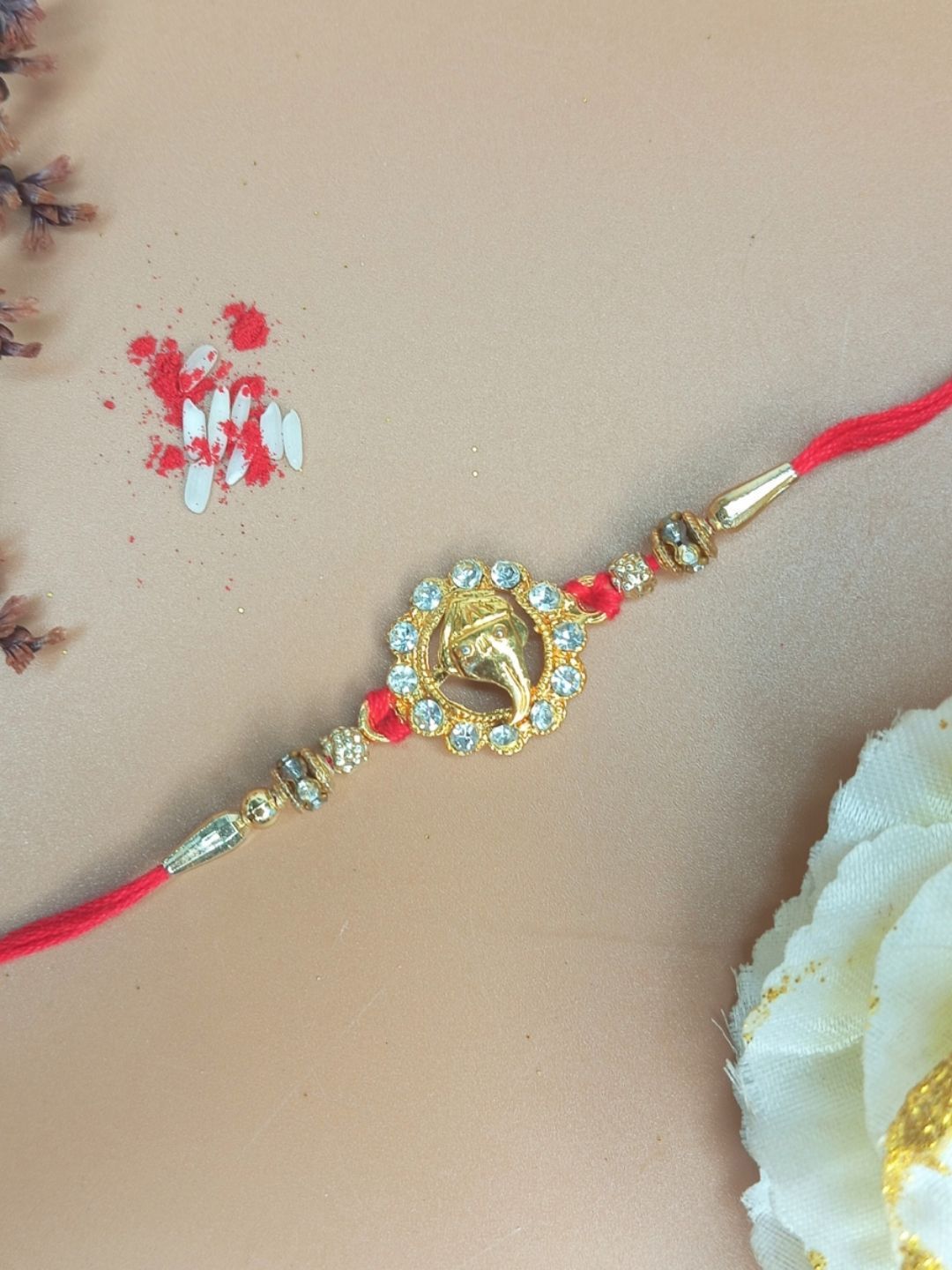 Dhiyona Thread Rakhi Greeting Card & Roli Chawal